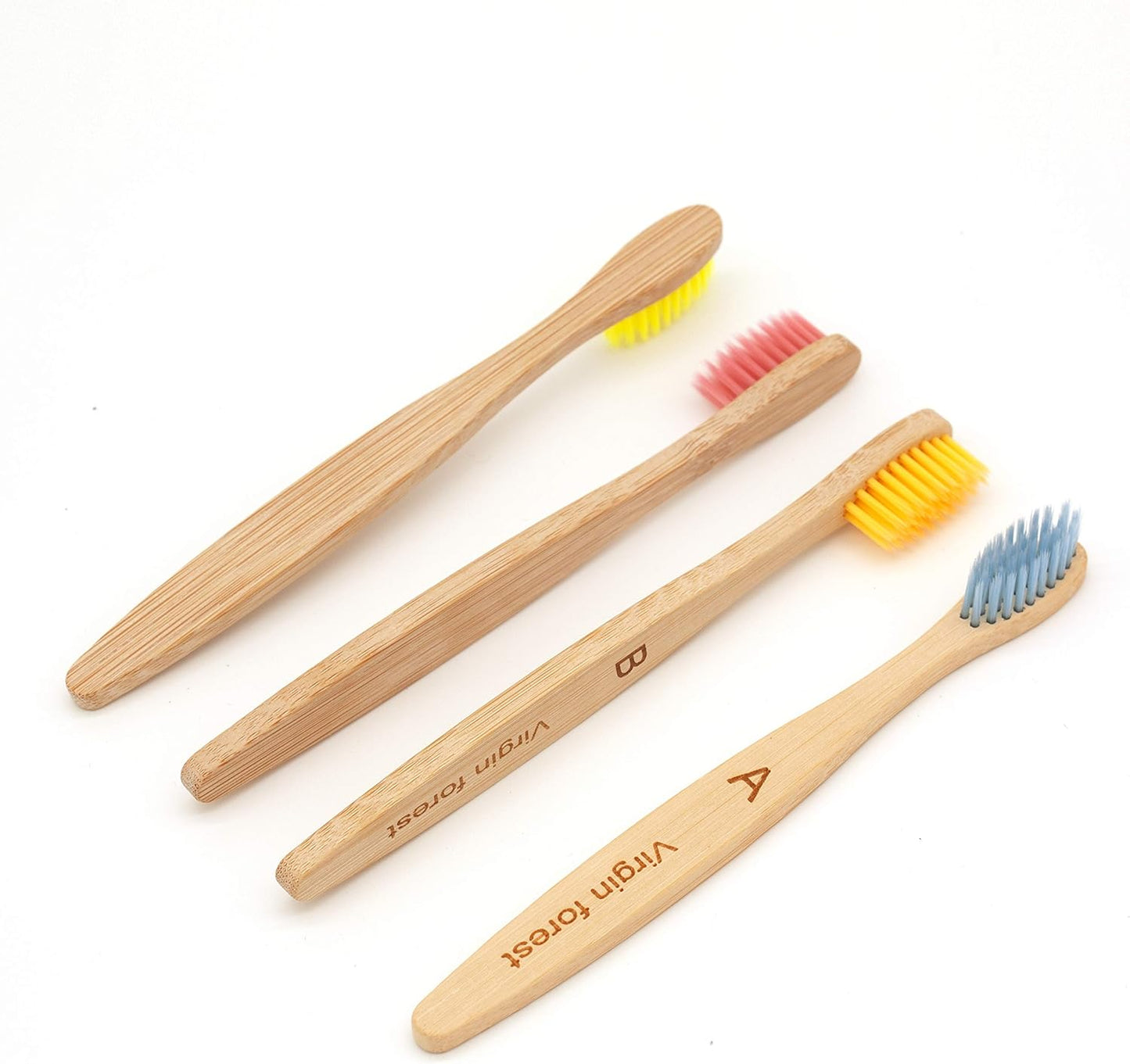 Kids Bamboo Toothbrushes, Biodegradable Handle, Bpa-Free Soft Bristles, Children Size Set of 4 (4 Colors)