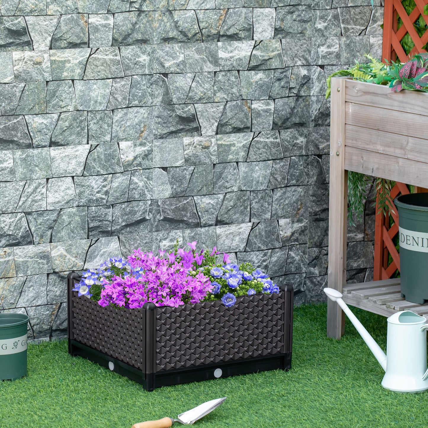 Outsunny Plastic Garden Raised Bed, Elevated Planter Box
