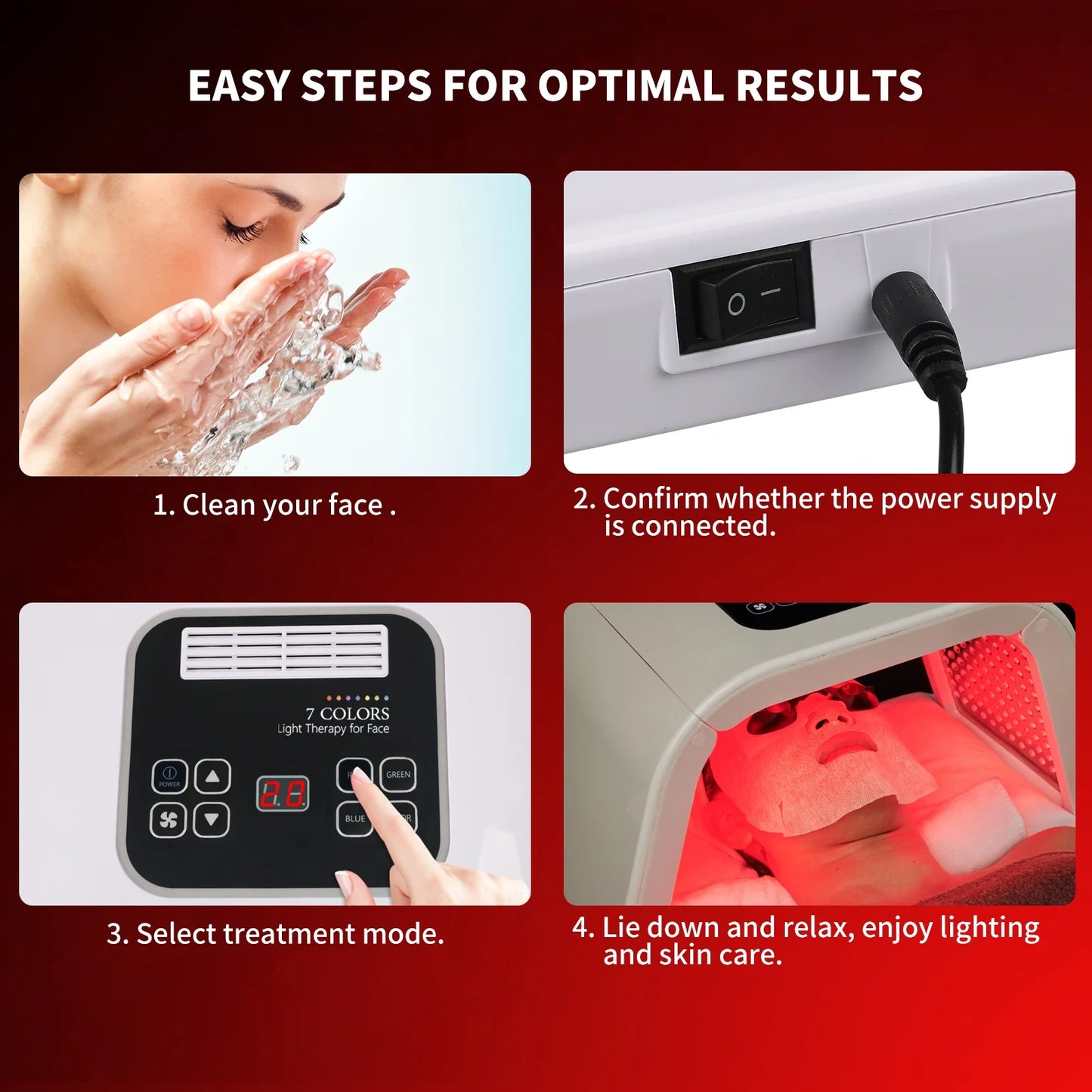 7-In-1 LED Photon Therapy Facial Mask - Red Light Therapy for Face, Neck, and Bodycare at Home