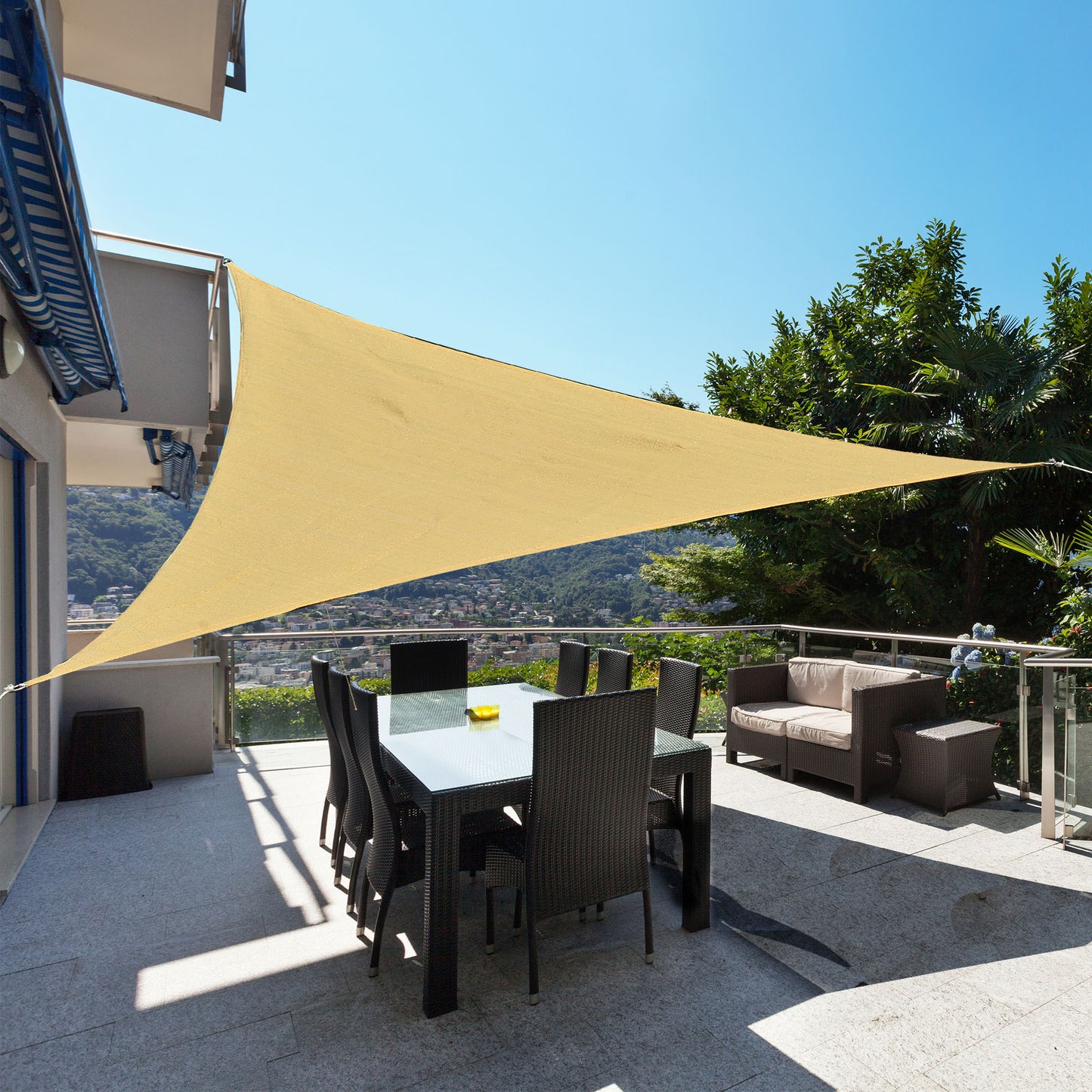 Outsunny Sun Shade Sail Triangle 9.8ft UV Top Outdoor Lawn Patio