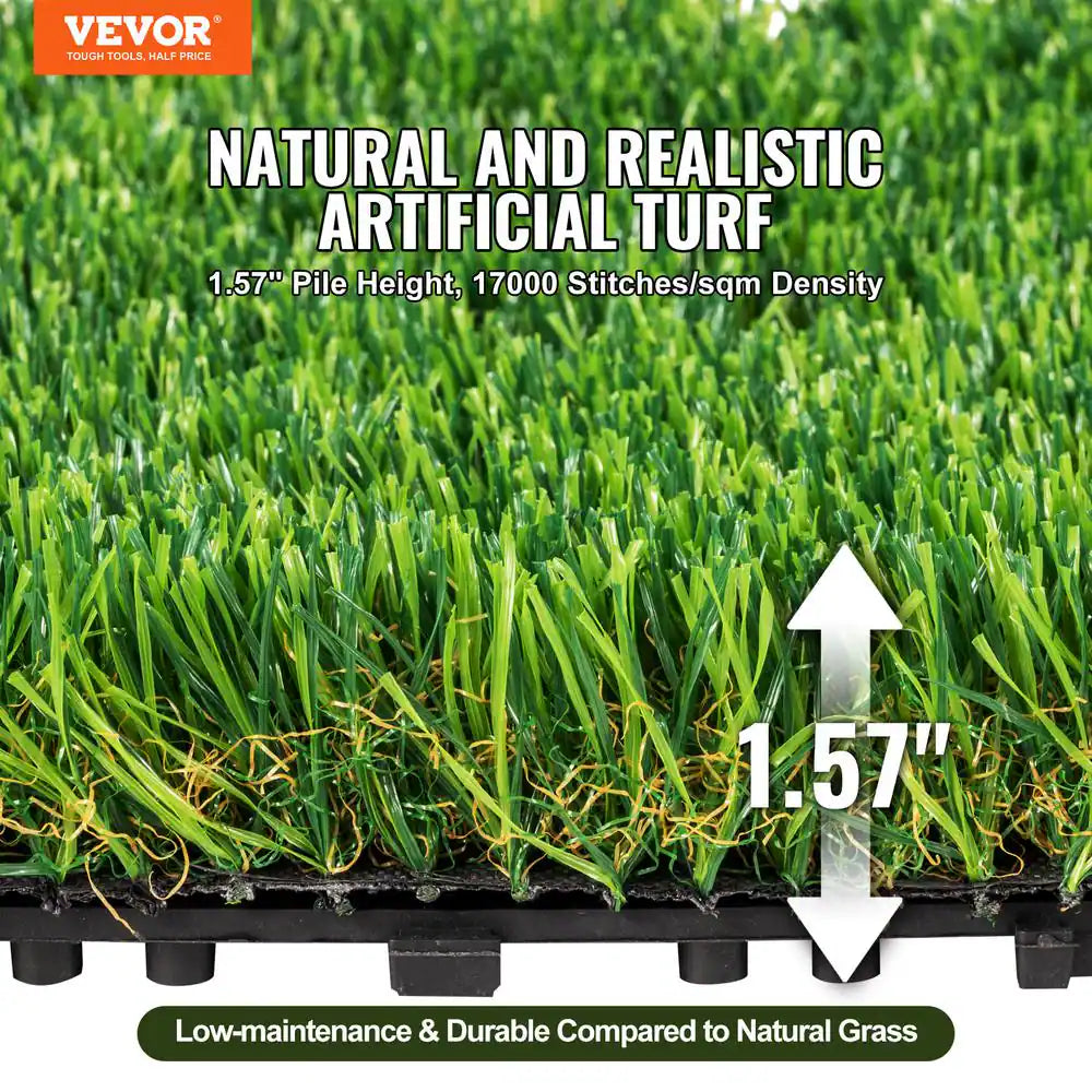 Artificial Grass Tiles Turf Deck Set 12 X 12 In. Synthetic Fake Grass Artificial Grass Interlocking Tiles (9 Pack) Green