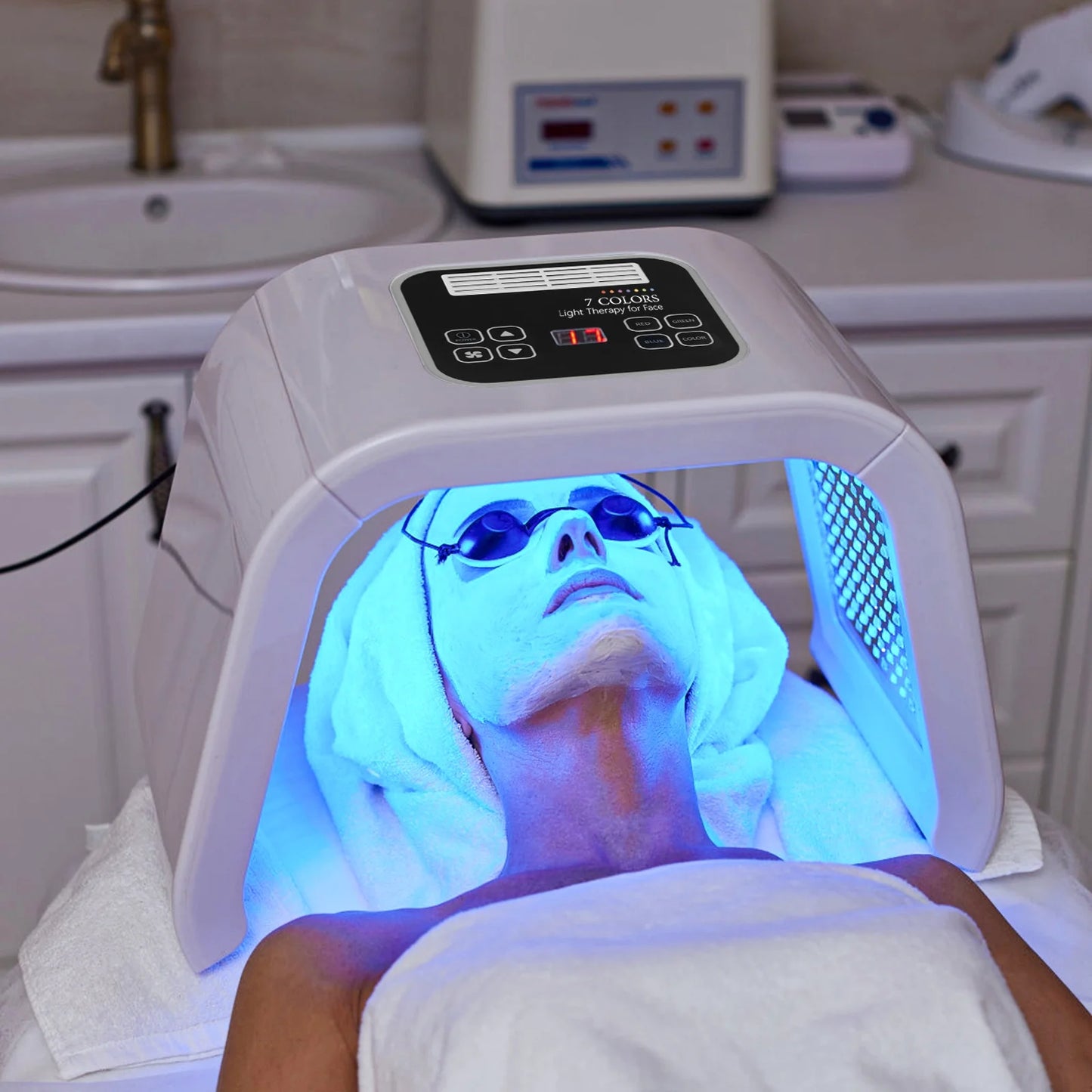 7-In-1 LED Photon Therapy Facial Mask - Red Light Therapy for Face, Neck, and Bodycare at Home