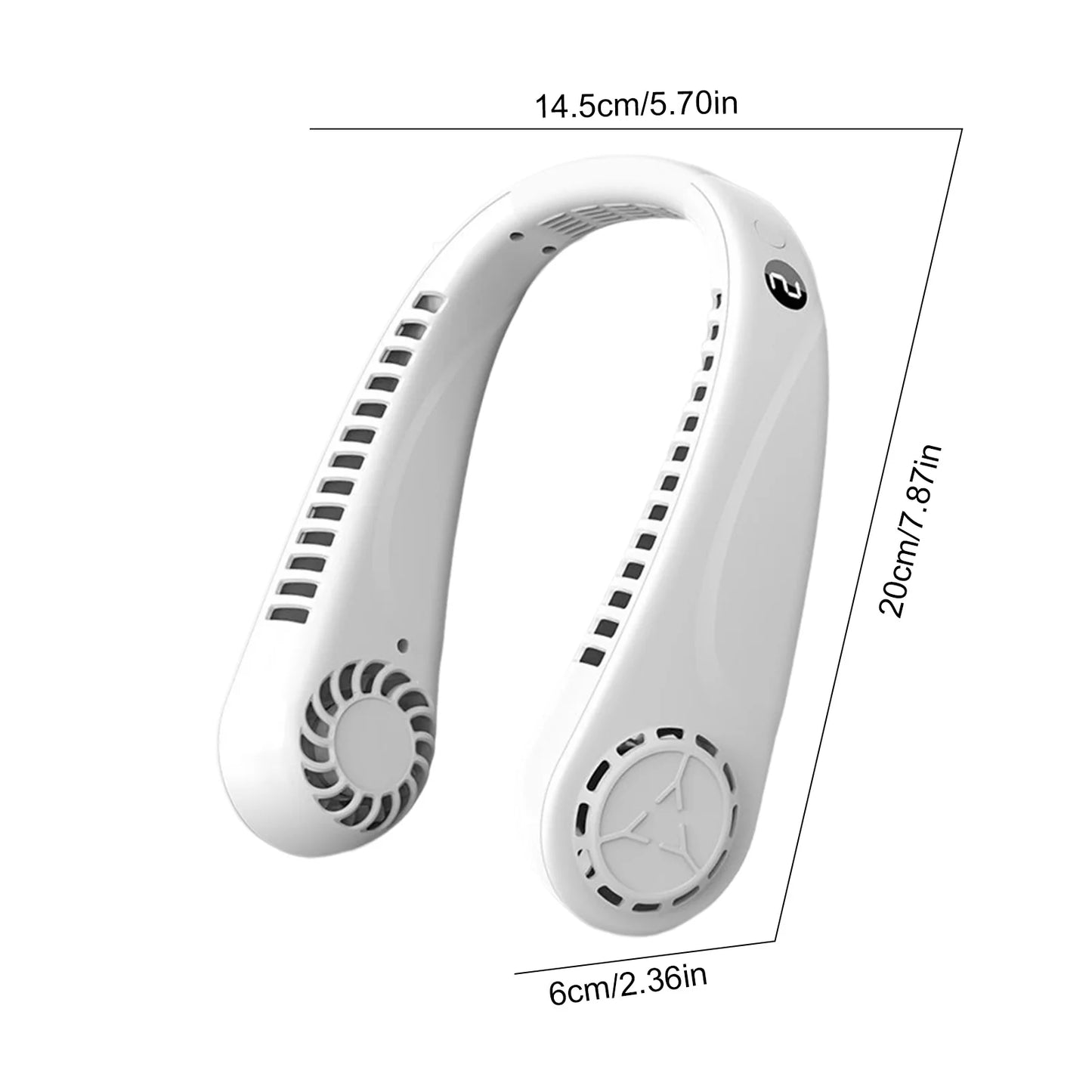 Hands-Free Personal Neck Fan Cooling Hanging/ USB Rechargeable - 5 Wind Speeds
