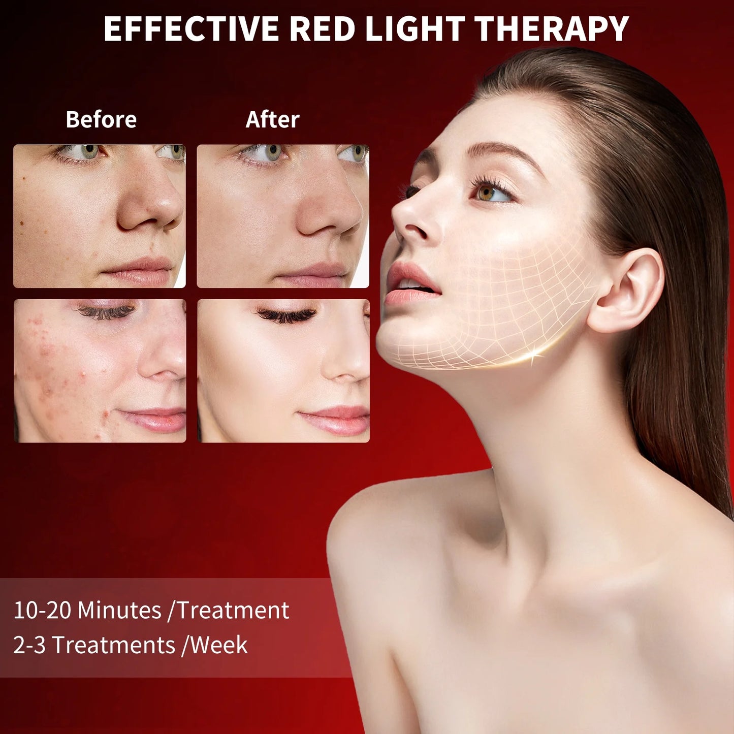 7-In-1 LED Photon Therapy Facial Mask - Red Light Therapy for Face, Neck, and Bodycare at Home