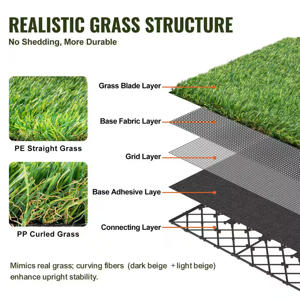 Artificial Grass Tiles Turf Deck Set 12 X 12 In. Synthetic Fake Grass Artificial Grass Interlocking Tiles (9 Pack) Green