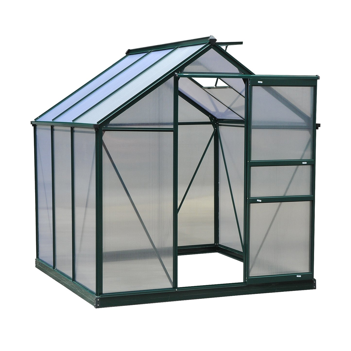 Outsunny 6'x7' Greenhouse Clear & Twin Wall Panels Walk-in Greenhouse
