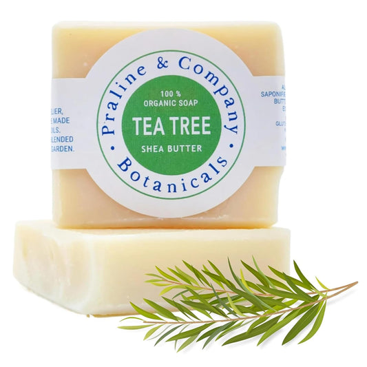 Organic Handmade Tea Tree Bath and Hand Soap for Oily Skin - Bath Soap with Gentle Creamy Moisturizing Foam - Organic Hand Soap with 100% Organic Ingredients - 4Oz / 110Gr