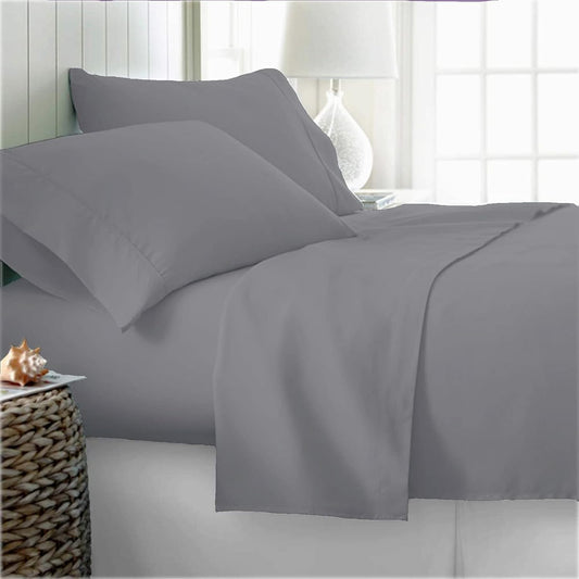Cal King Fitted Sheets & Pillow Cover Set 100% Organic Cotton 300 Thread Count Fits Mattress Upto 17 Inches Deep Pocket Hotel Quality Luxury Soft Sheets & Pillowcases 4 Piece Sateen - Light Grey